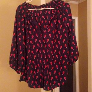XL Old Navy Little Red Bird Polyester Blouse